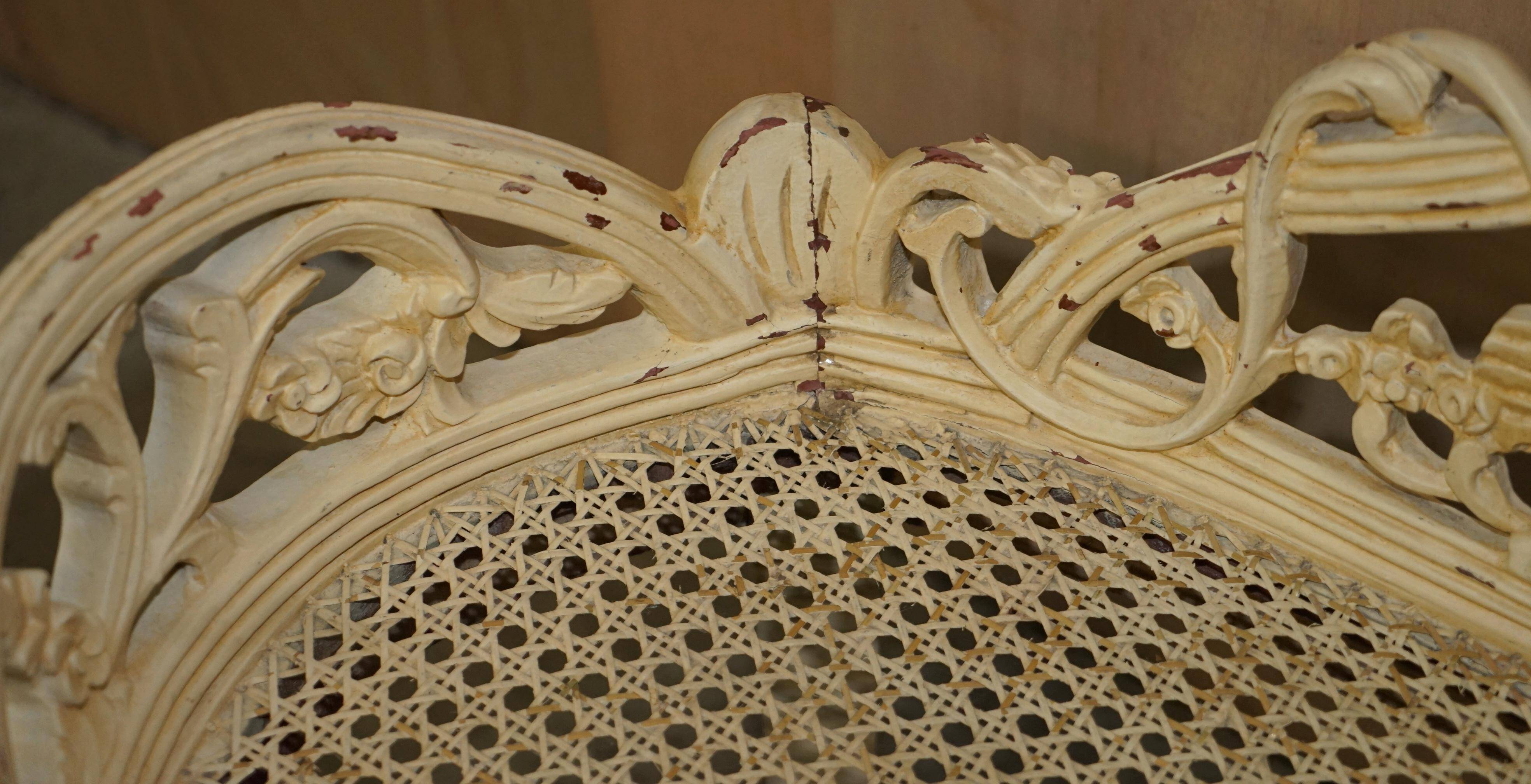 Antique French bergère window bench shabby chic