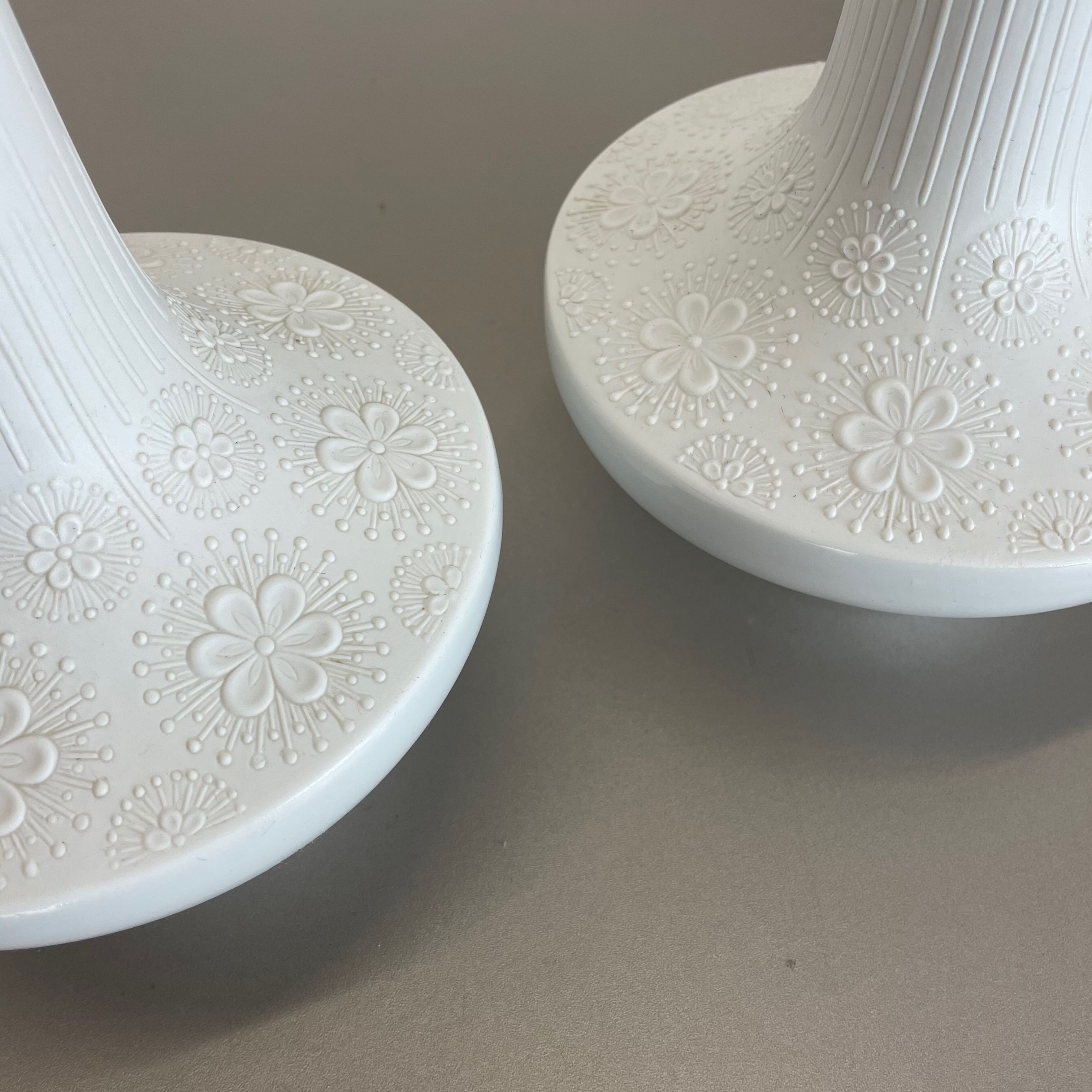 Set of 2 Op Art Biscuit Porcelain Ufo Vases by Edelstein Bavaria, Germany, 1970s