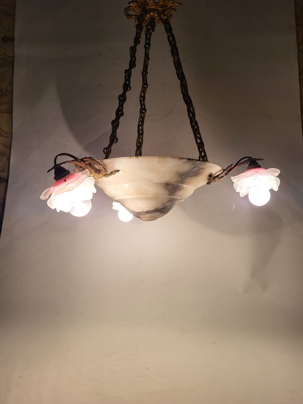 Lustre suspension art déco en marbre