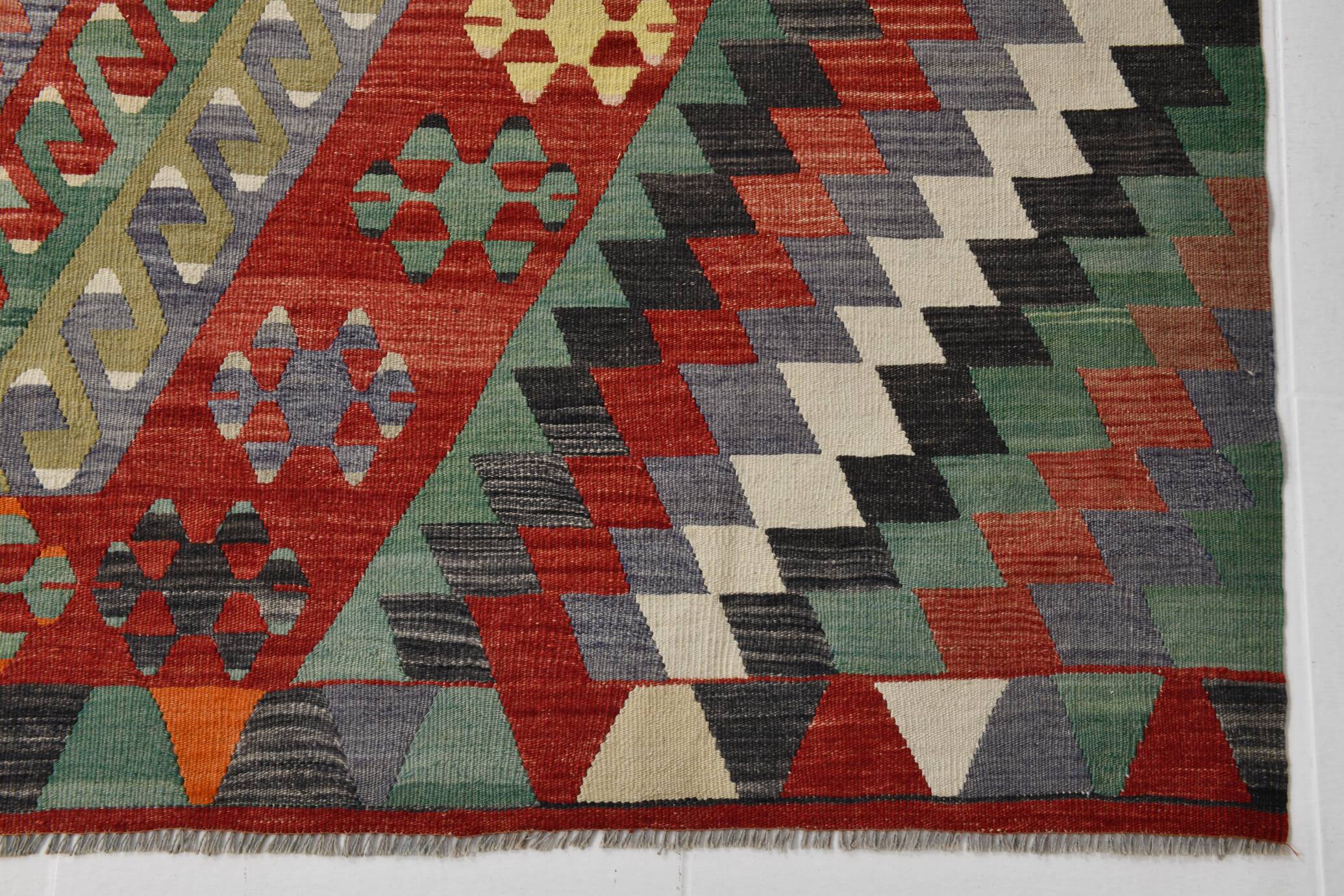 6x10 Kilim Multicolor Geometric Style Vintage Kilim Rug, 184x304 Cm