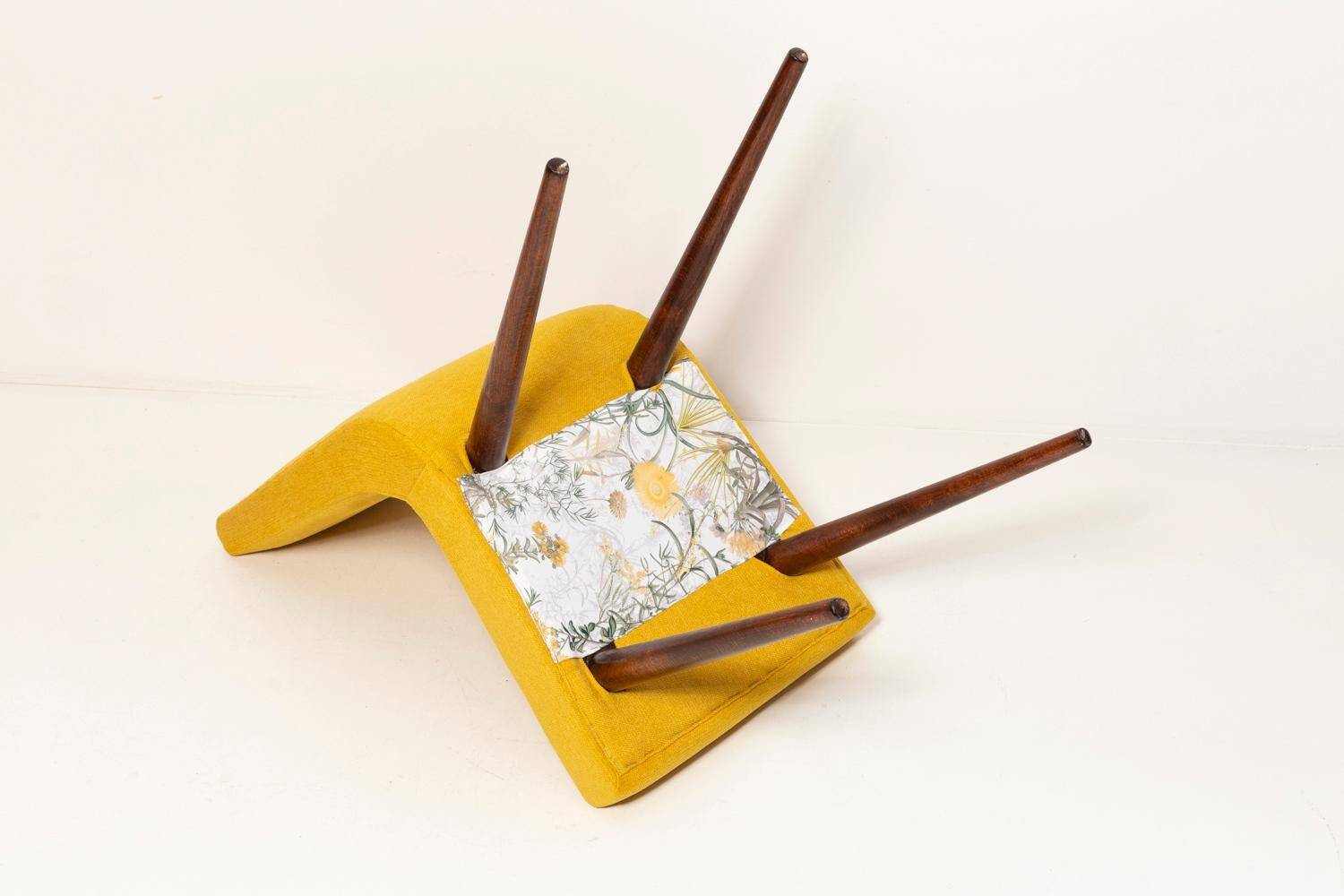 Mustard wool chair from the mid-century, Rajmund Halas, Europe, 1960s.