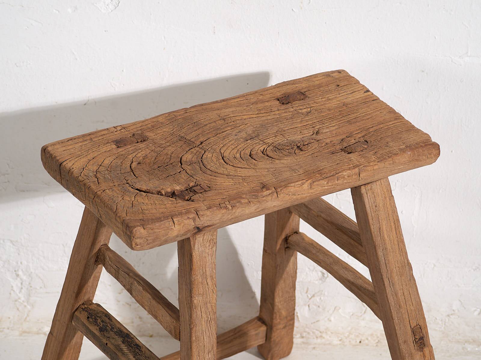 Large antique solid wood stool (c.1900)