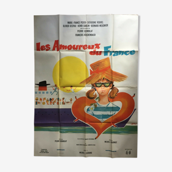 Affiche cinéma "Les Amoureux du France" Marie-France Pisier, Transatlantique 120x160cm 1964