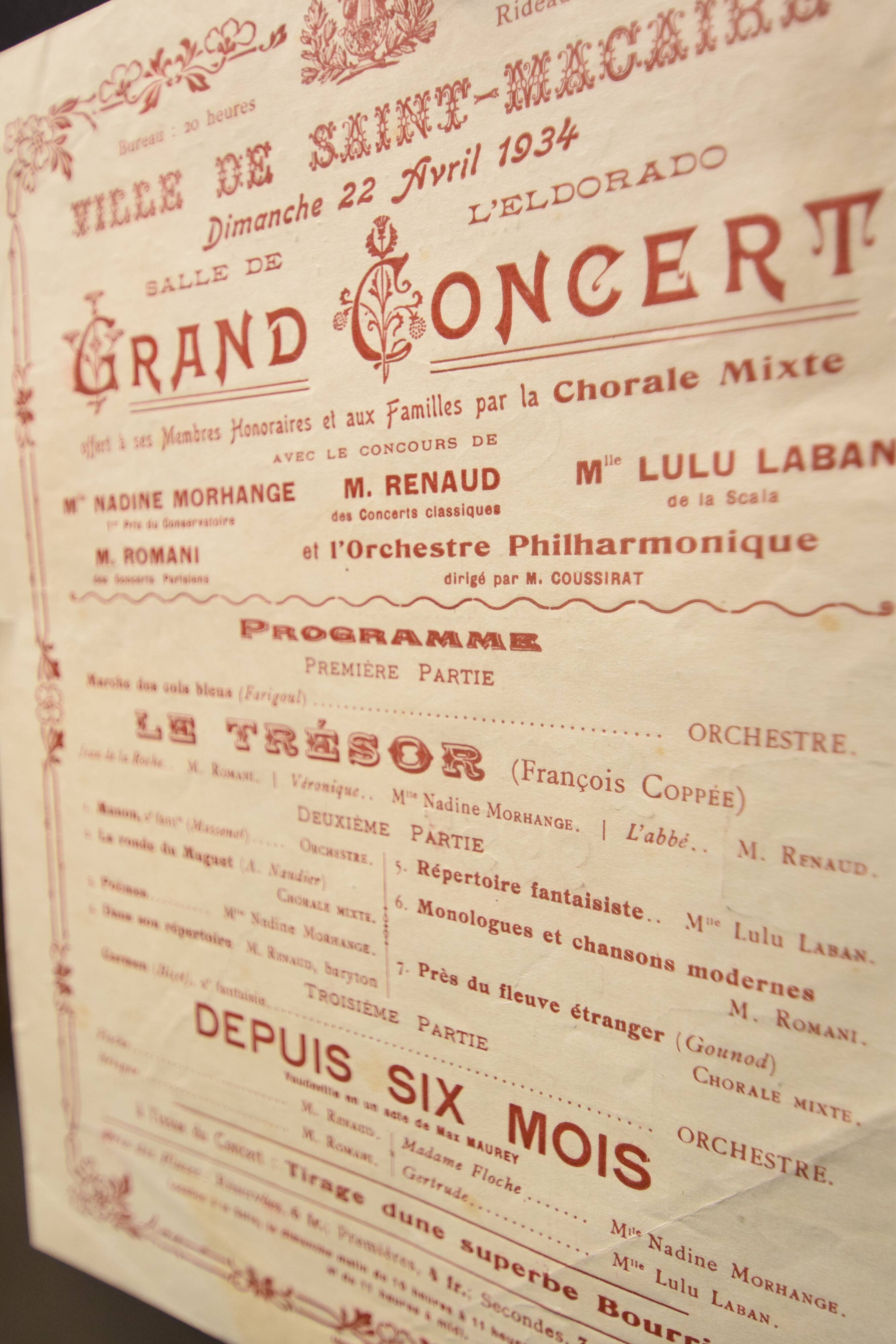 Poster "Grand Concert" - City of Saint-Macaire - 1934