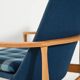 Scandinavian oak and blue wool armchair