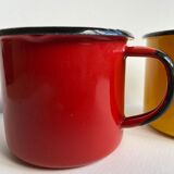 Pair of enamelled sheet metal mugs