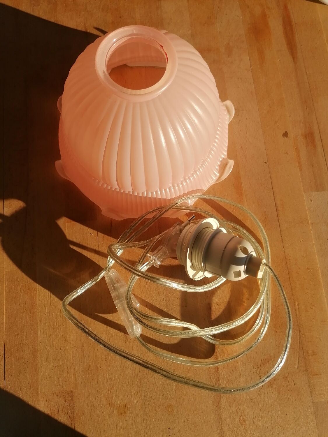 Vintage pink molded glass walker