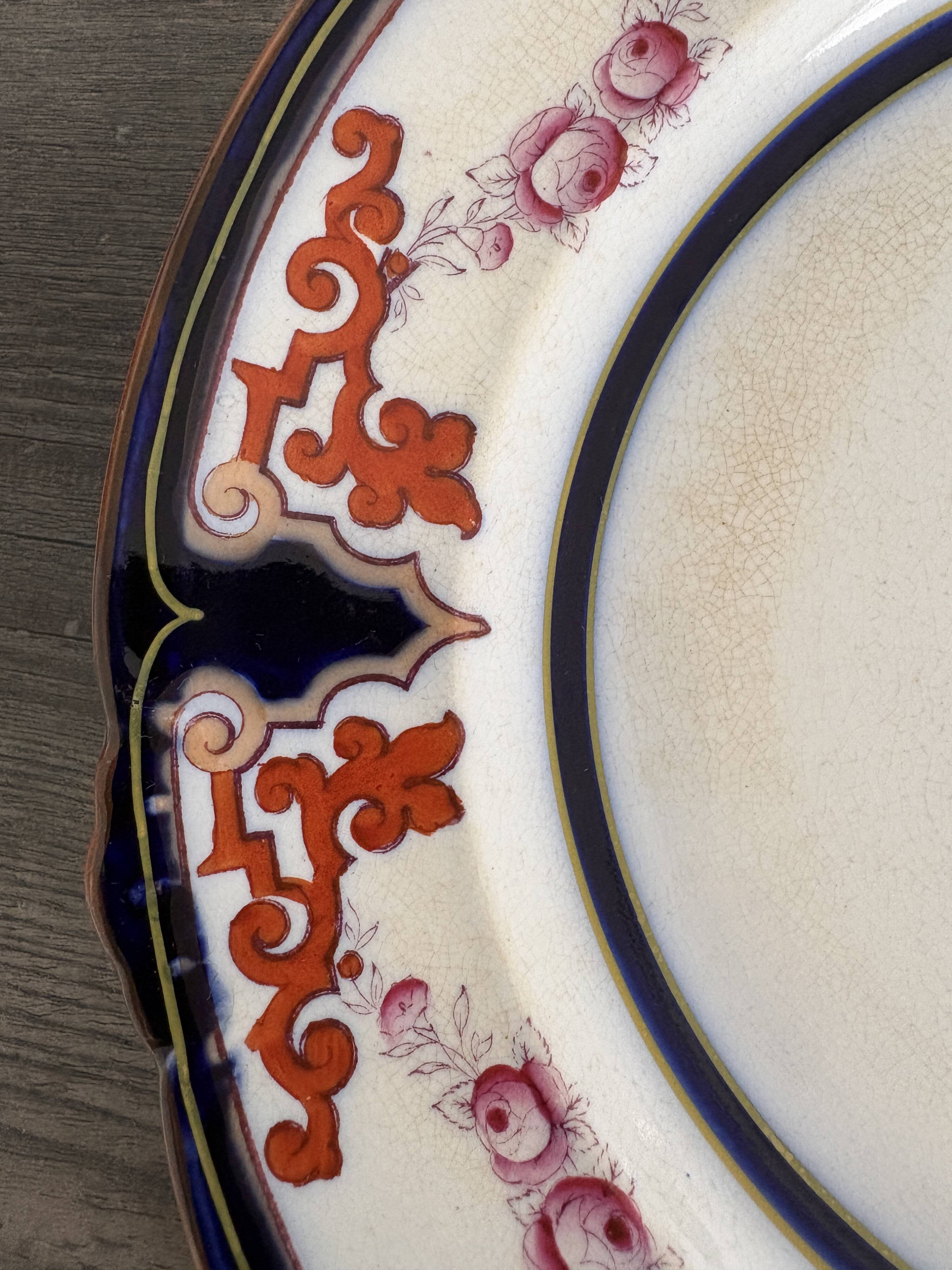 Antique plate in earthenware - English Imari style