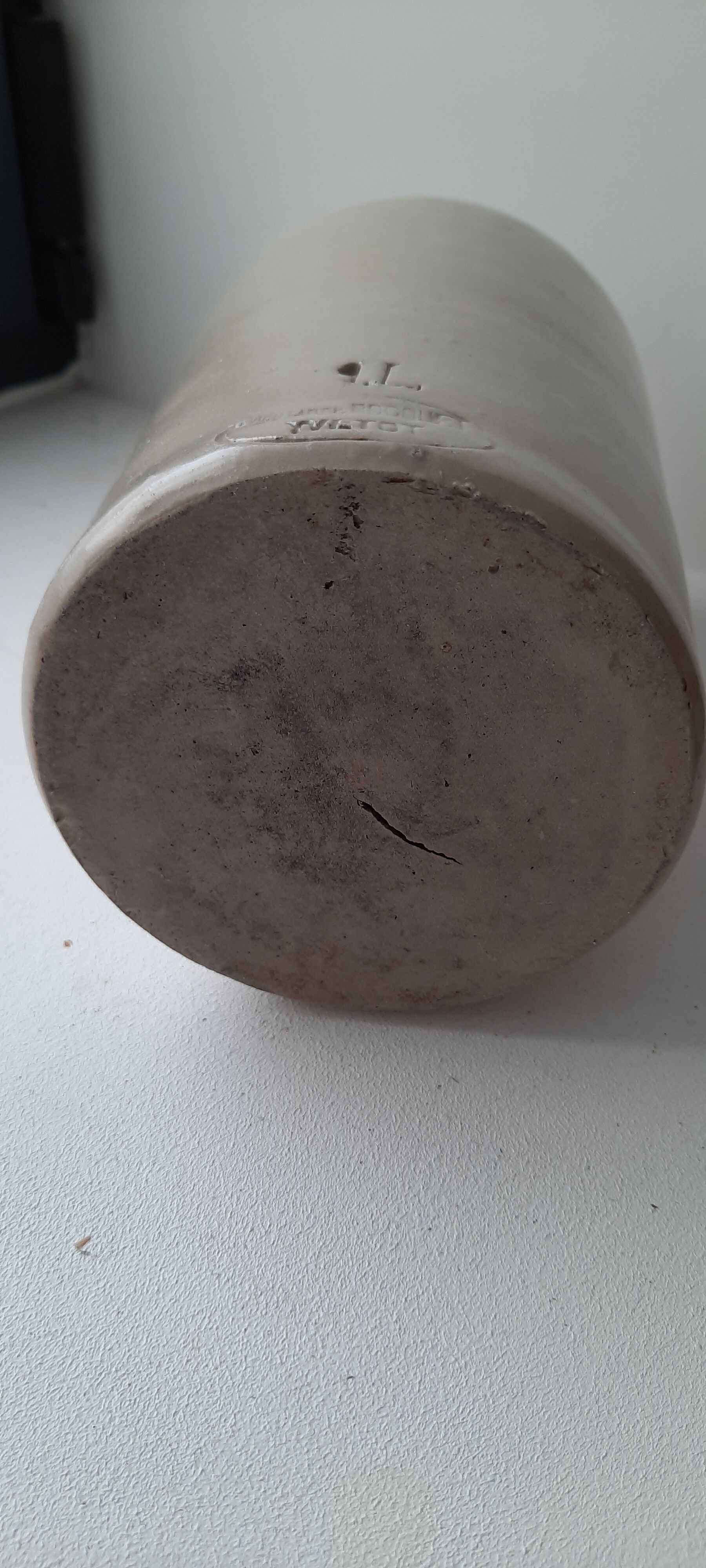 Pot en gres vernissé ancien.a moutarde Bocquet YVetot