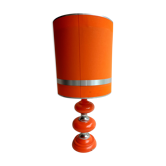 Orange lamp in vintage turned wood