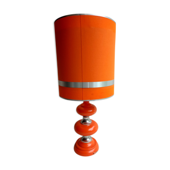 Orange lamp in vintage turned wood