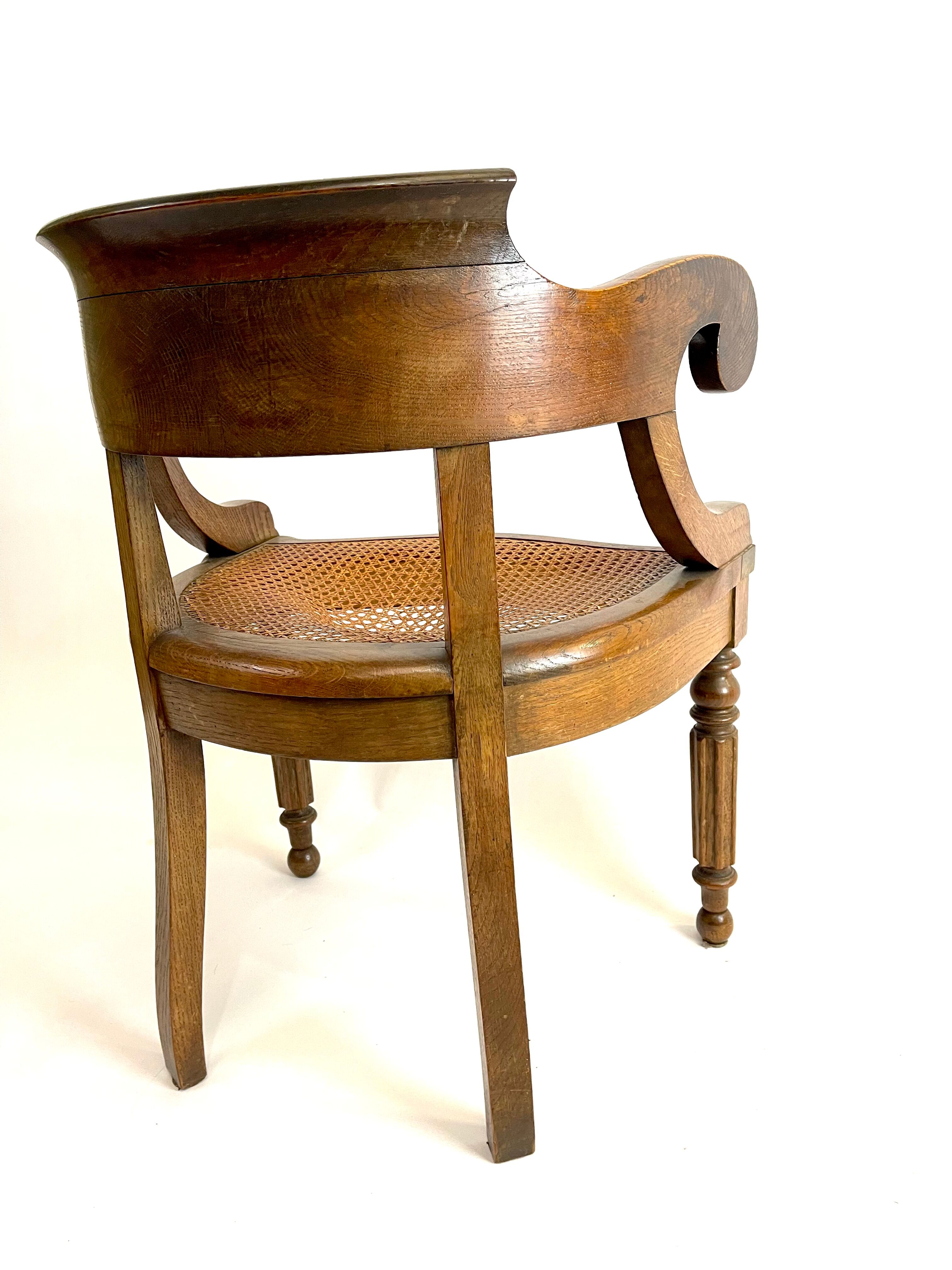 Antique office chair Louis Philippe sitting cannée