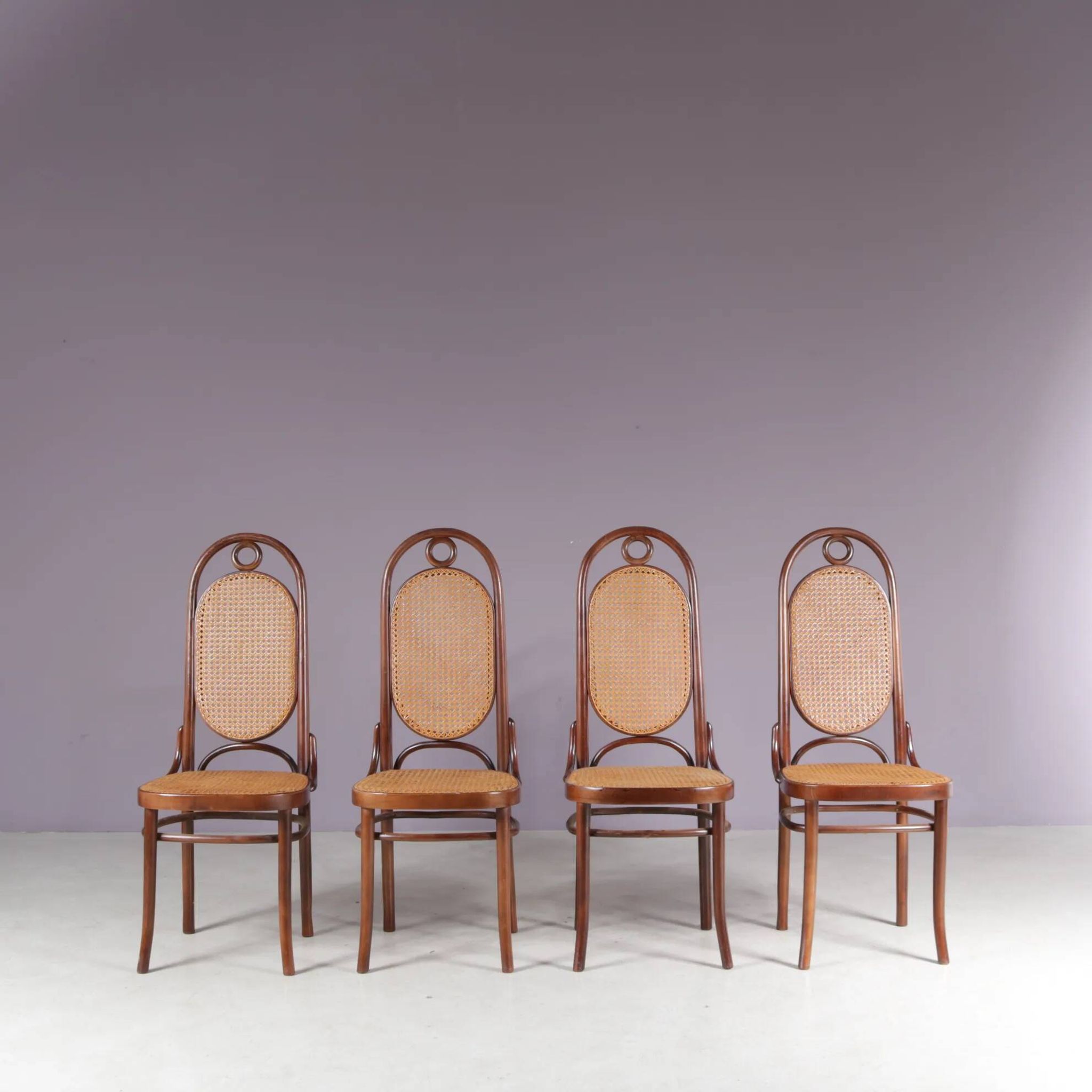 1950s set of 4 “Long John” chairs by FMG, Poland