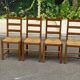 4 solid wood and straw chairs, farmhouse style from the 1950s.