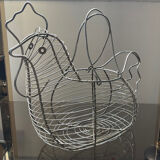 Vintage metal hen egg basket