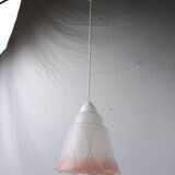Mid-century white and pink glass suspension French vintage 1950