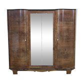 Armoire de chambre Art déco en loupe de noyer, travail des années 1940