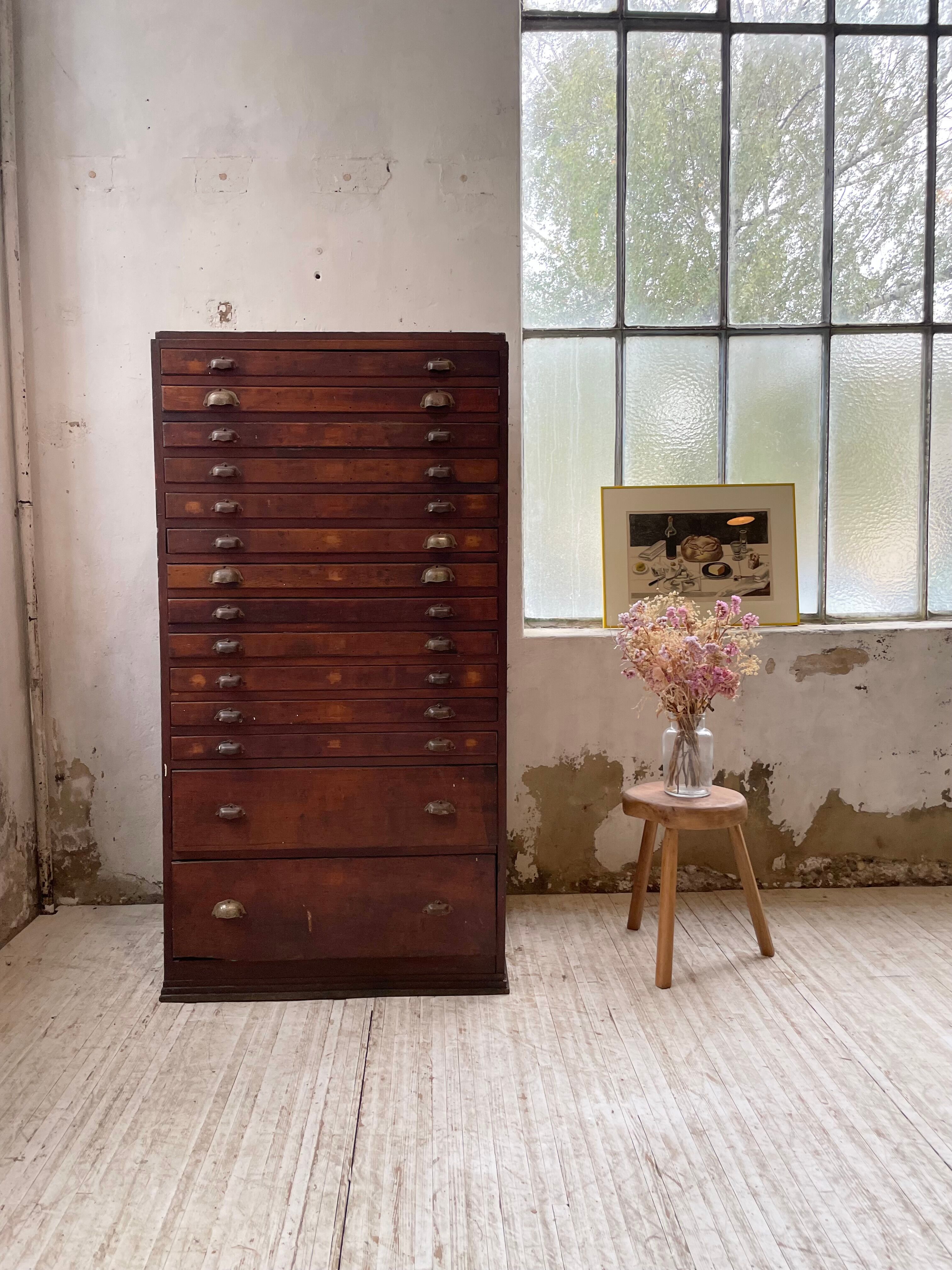 Workshop furniture printing with drawers XL oak