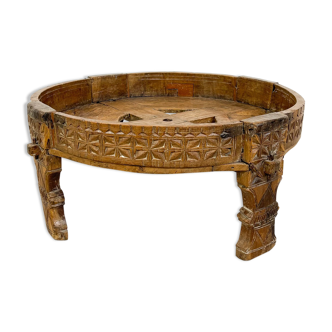 Antique Indian carved round coffee table