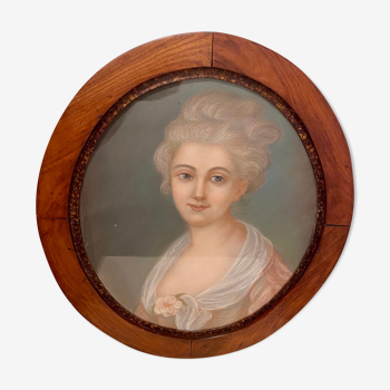 Old painting, portrait of a young girl