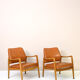 Paire de fauteuils vintage danois en teck et cuir