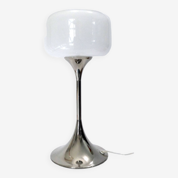 Designer table lamp space age 1960-70 chrome and glass