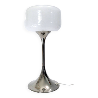 Designer table lamp space age 1960-70 chrome and glass