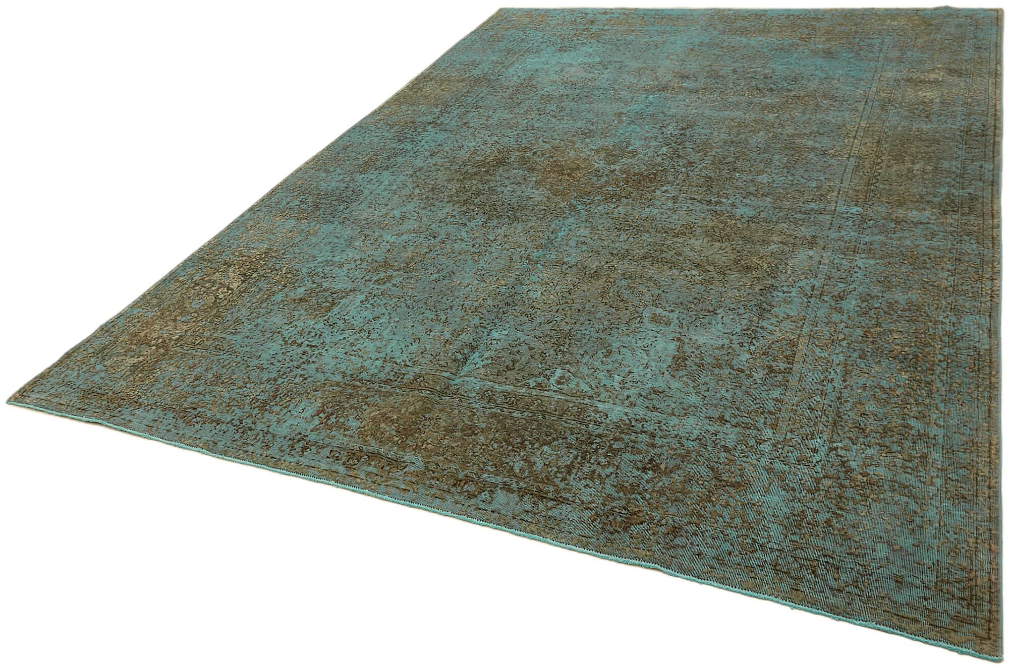 Handmade Turkish Decorative 1980s 242 cm x 349 cm Turquoise Wool Carpet
