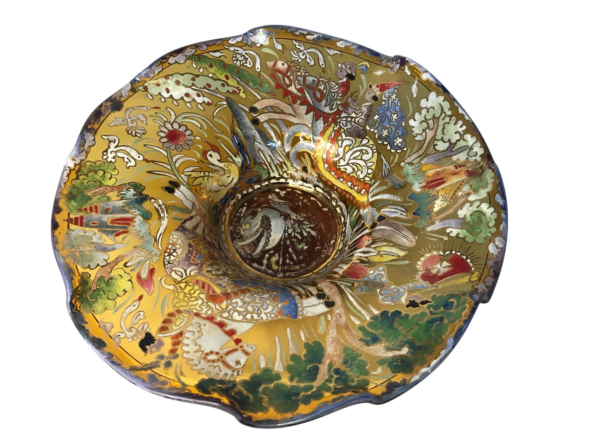 Royo Cortes, enameled glass cup with medieval decoration circa 1900