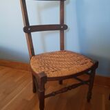Antique chair low seat braided