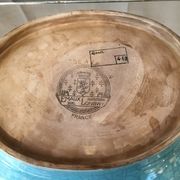 Oval fruit cup in Longwy enamels with floral decoration
