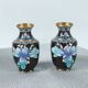 Paire de petits vases en émail cloisonnés Chinois vintage