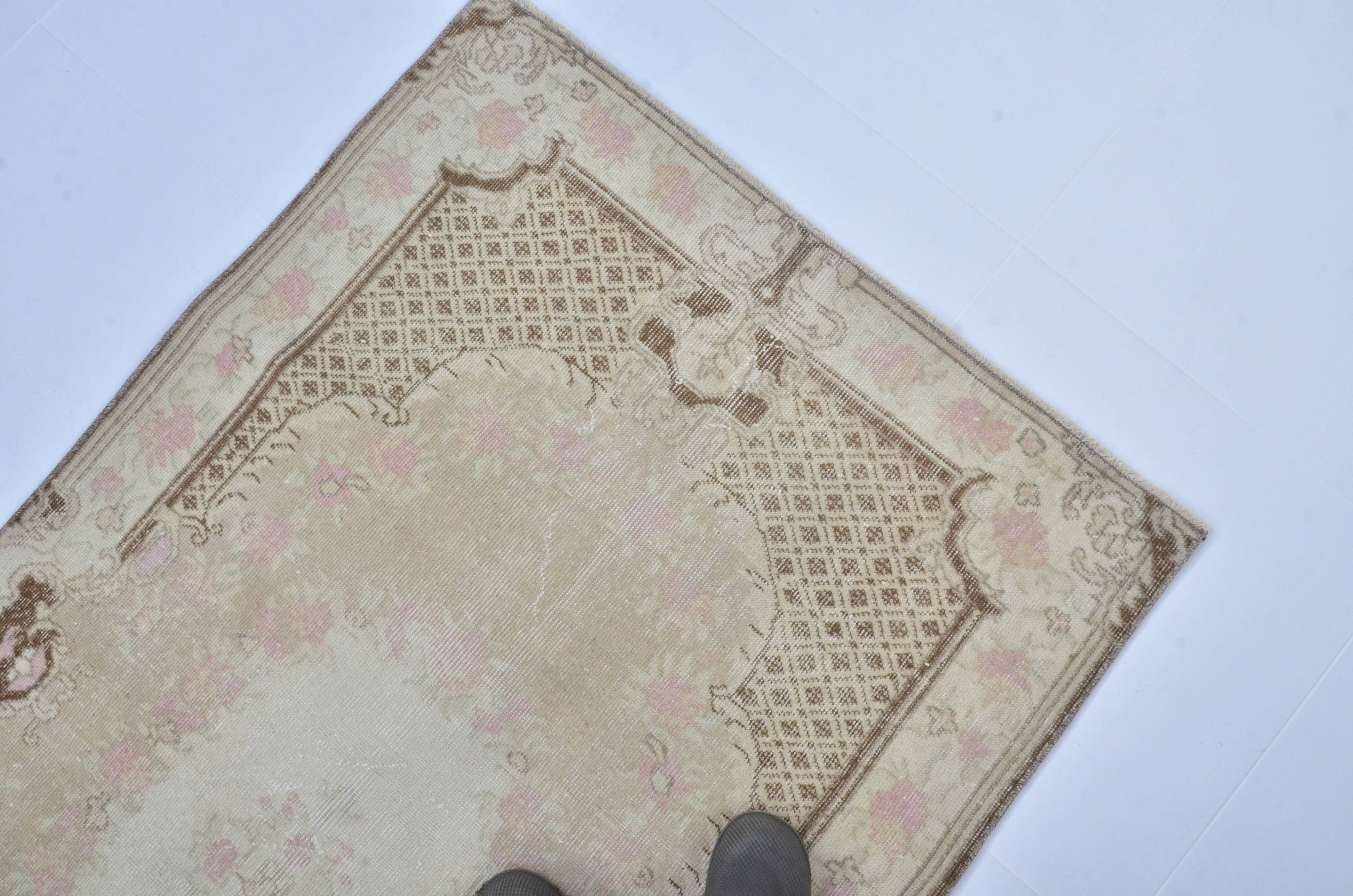 Tapis Oushak vintage aux couleurs douces, référence 3298