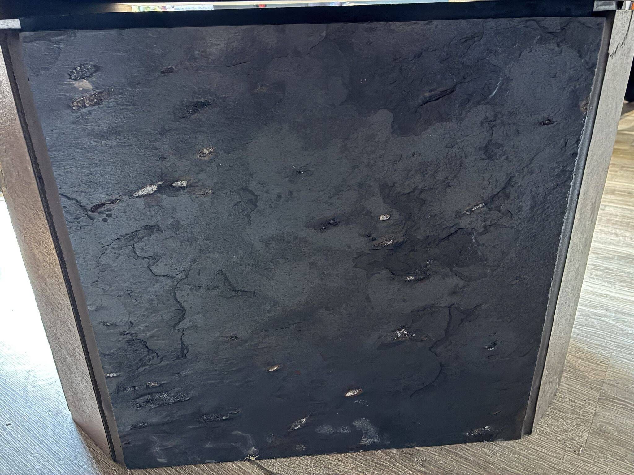 Paul Kingma brutalist coffee table, stone and brass, 1980s