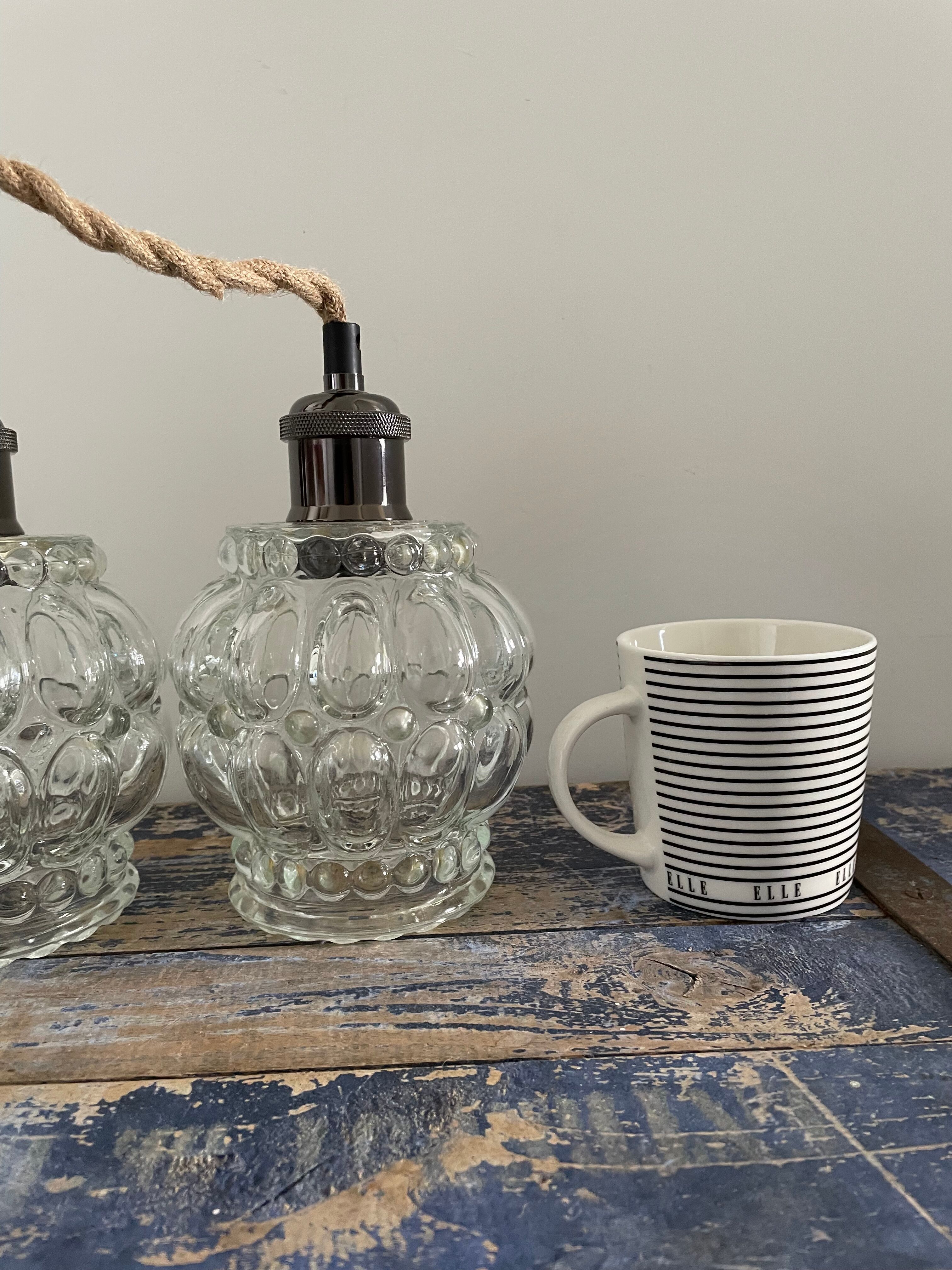 Set of two glass walking lamps