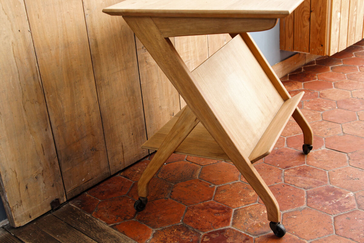 Old Scandinavian table in blond wood