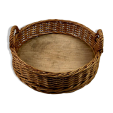 Basket in wicker round wood-bottom