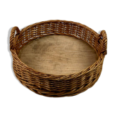Panier en osier rond et fond en bois