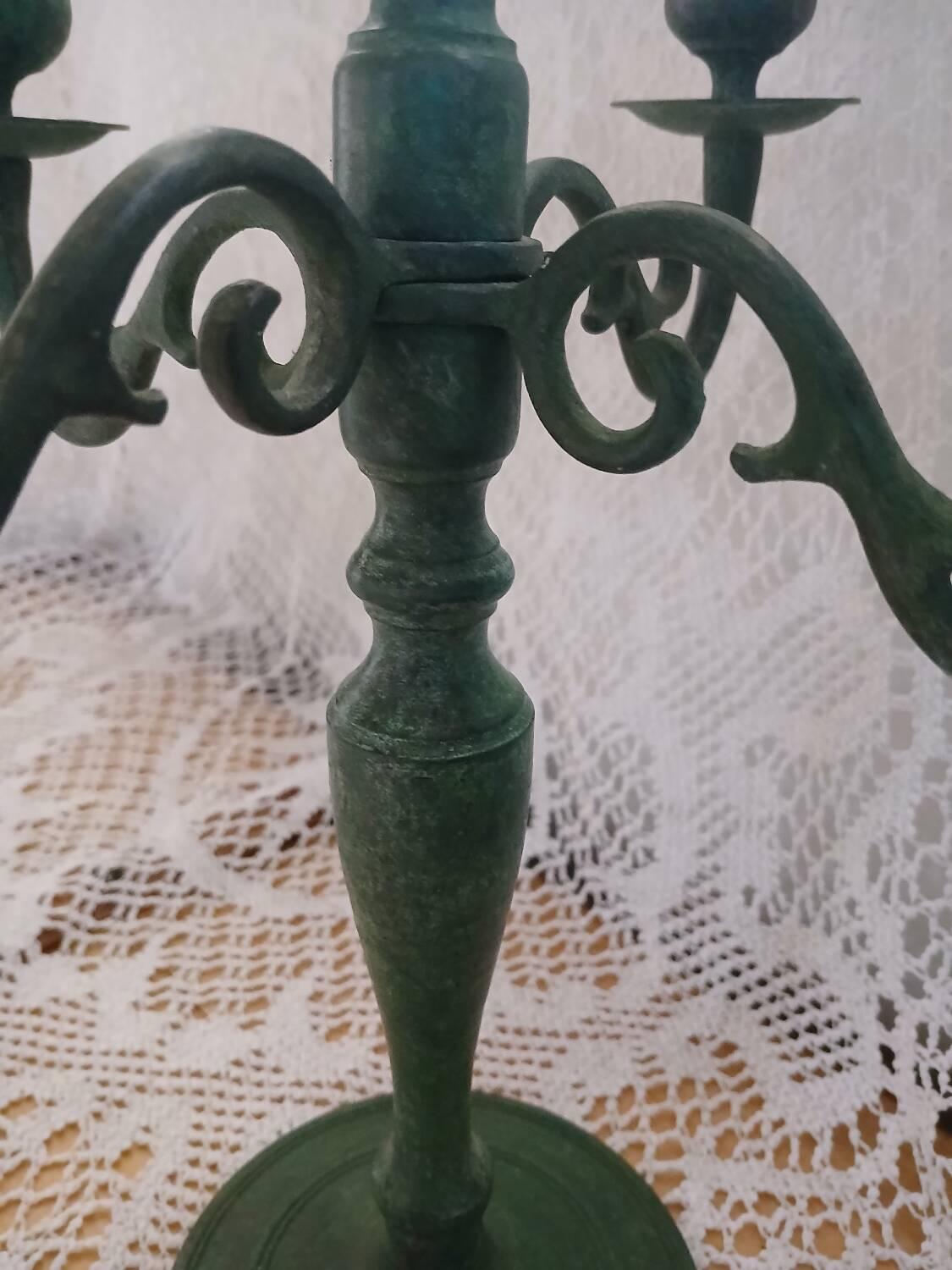 Antique green wrought iron chandelier