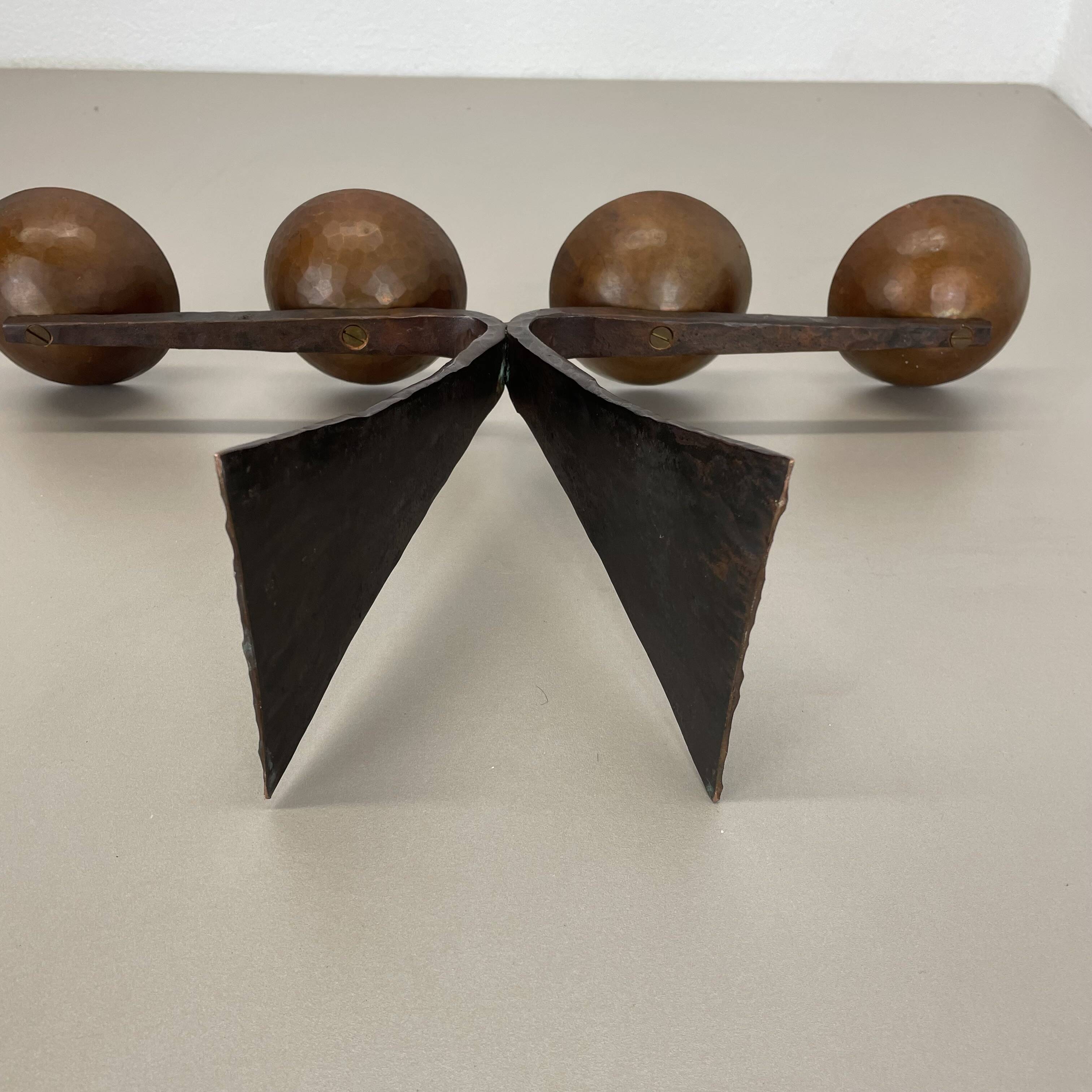 44cm Modernist Auböck Style Brutalist copper metal Candleholder, Austria 19
