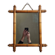Miroir en bois tourné à l'imitation du bambou, des années 40-50, 42 x 49 cm