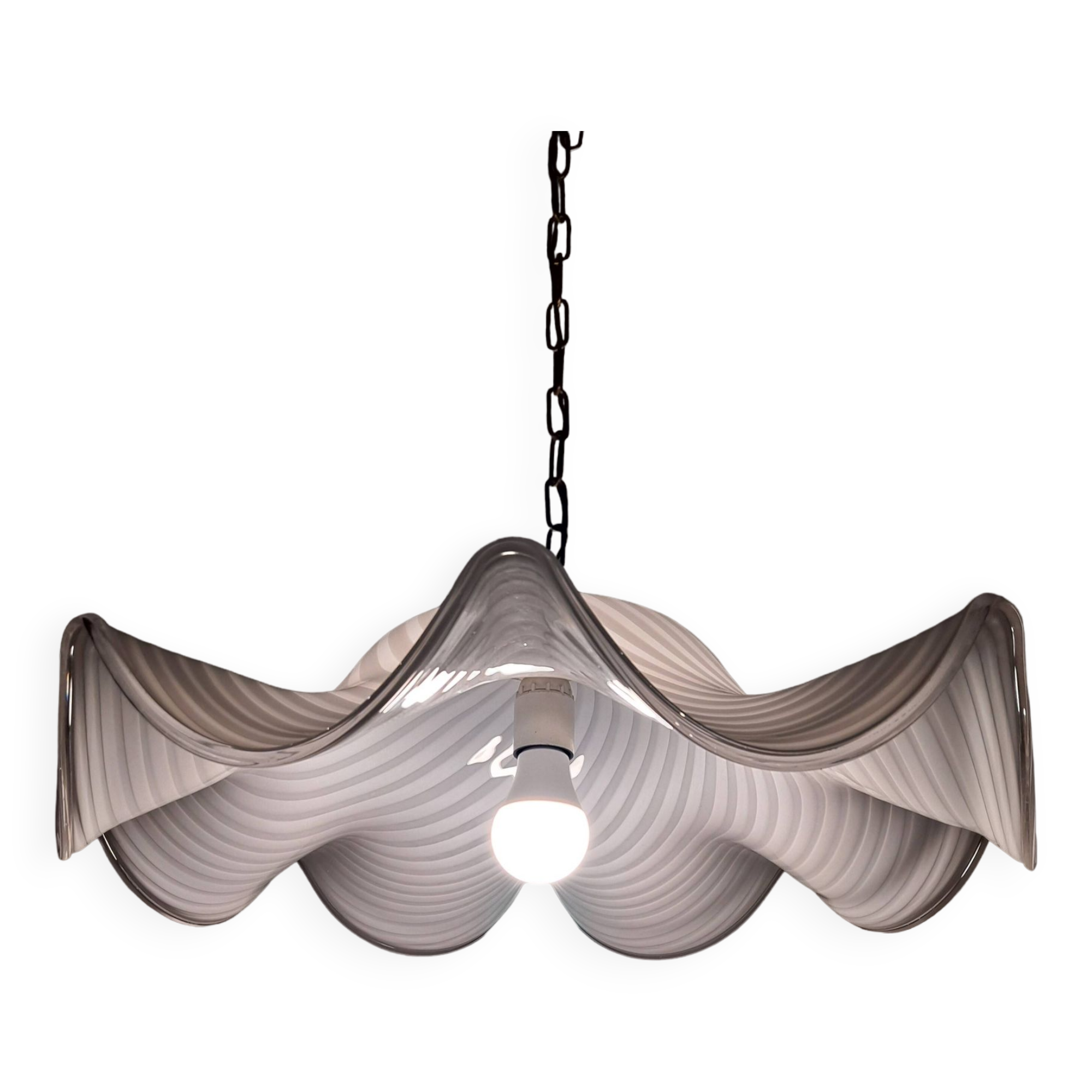 Plafonnier tourbillon vintage murano blanc