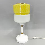 Lampe de table en verre jaune et blanc des années 1970 par Drukov, marquée