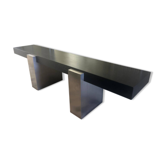 Oak console table - stainless steel legs