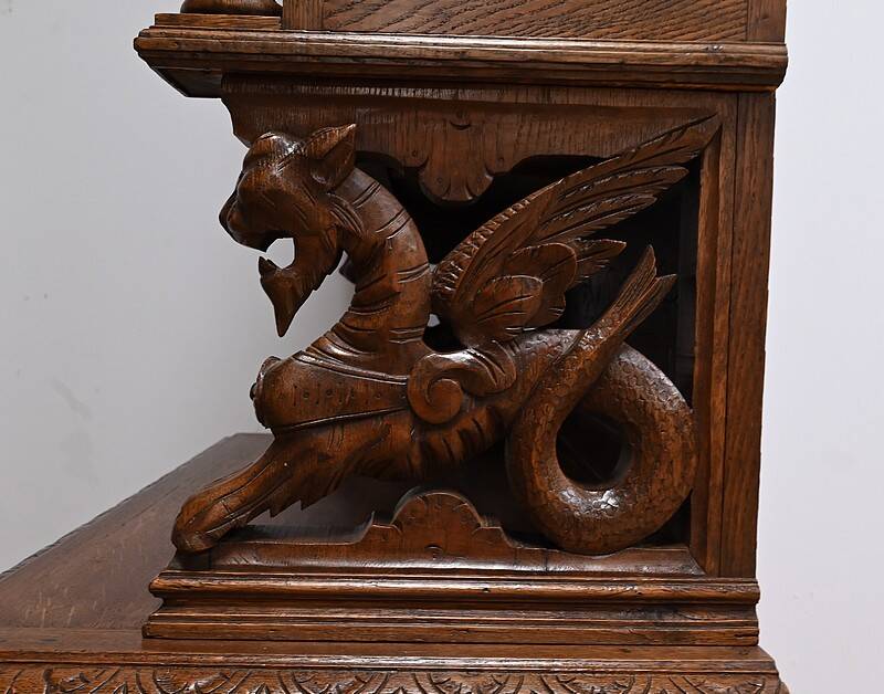 Narrow Oak Display Cabinet, Louis XIII style – Late 19th century