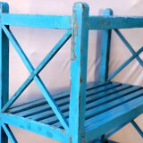 Burmese teak shelf with original blue patina