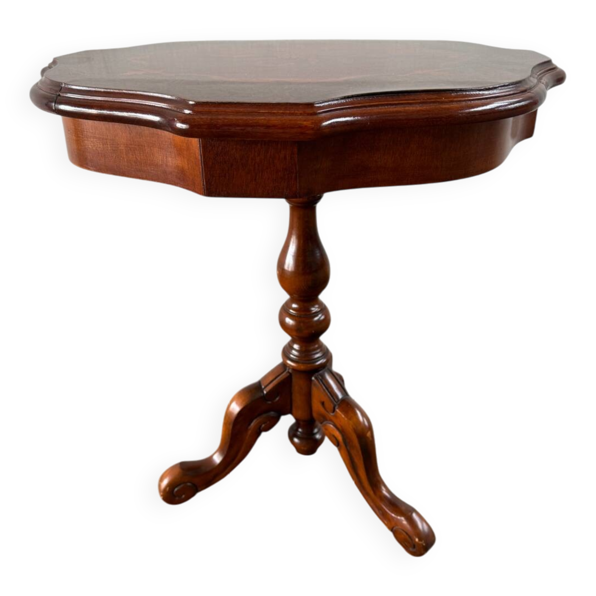 Marquetry pedestal table