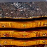 Chest of drawers with curved façade, transition style, in veneer of precious wood