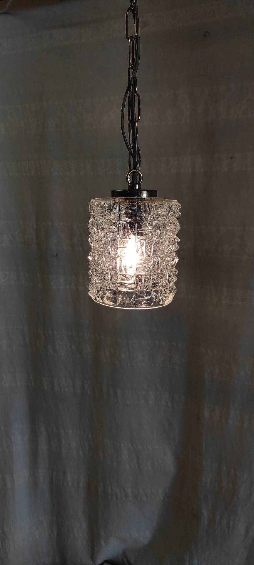 Glass and gilded metal suspension - mid 20th century