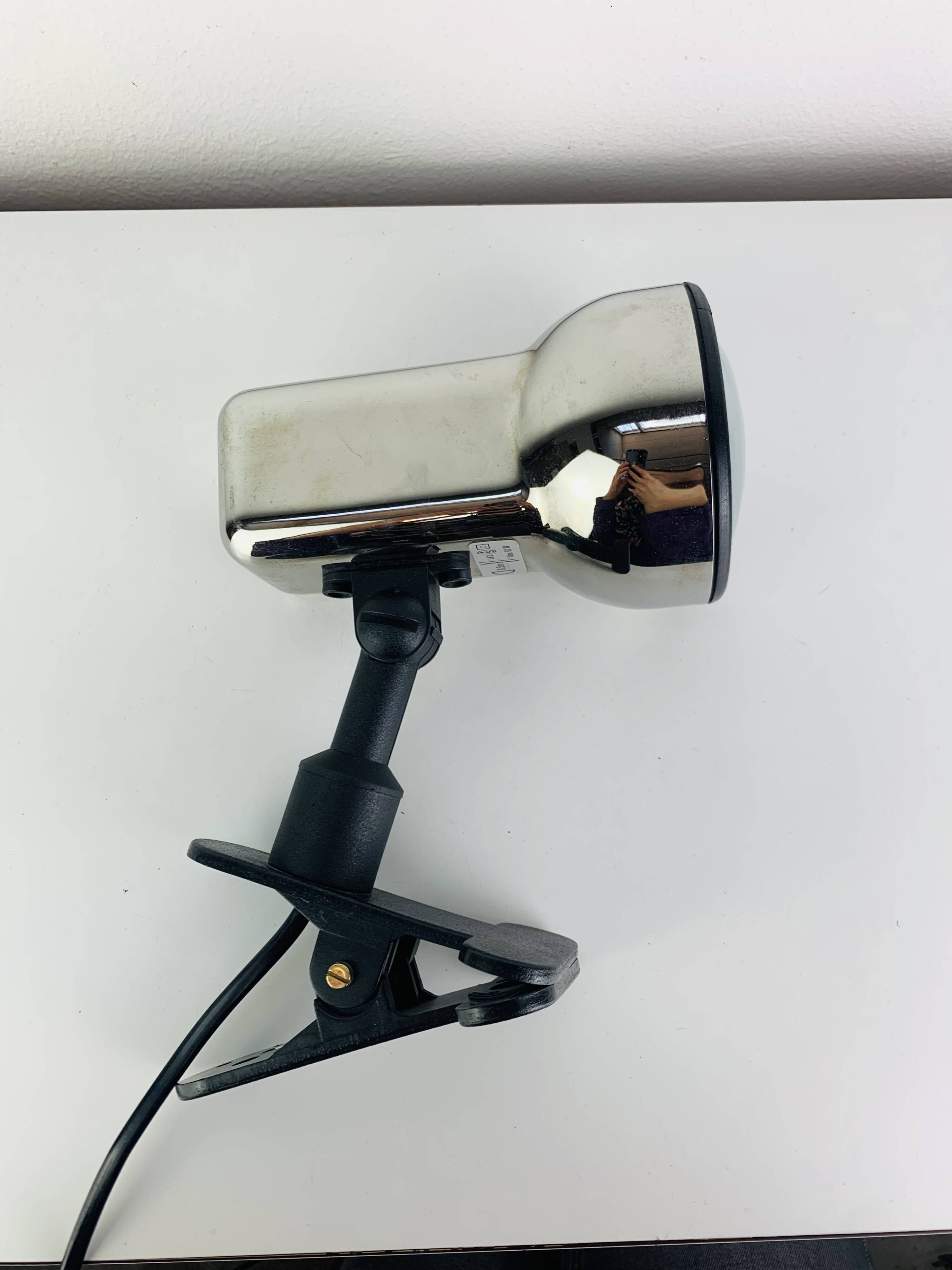 Vintage chrome metal clip-on spotlight